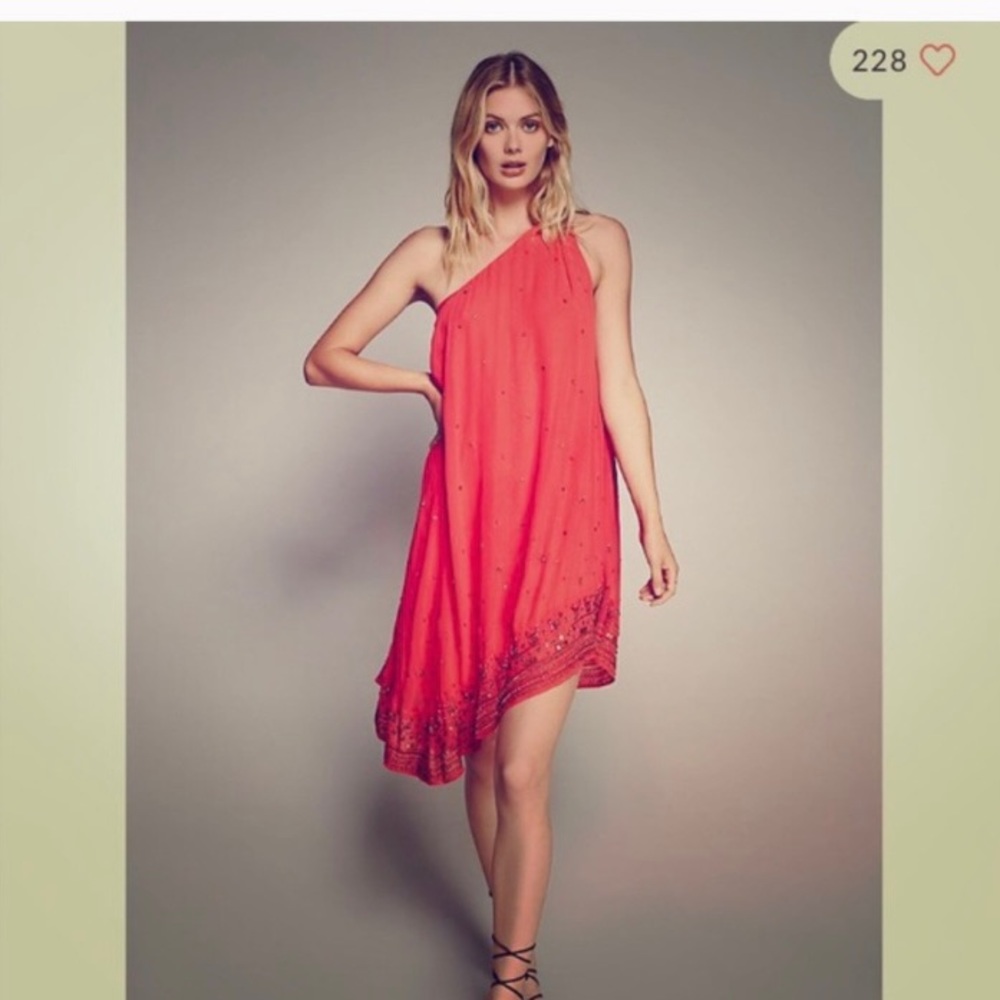 (Price Firm) Free People Beaded Dress with Asymmetrical Hem